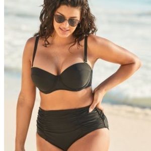 Adore Me plus size black high waisted bathing suit